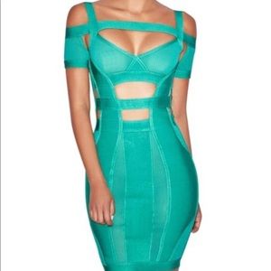 House of CB teal bandage dress “CALTINA”